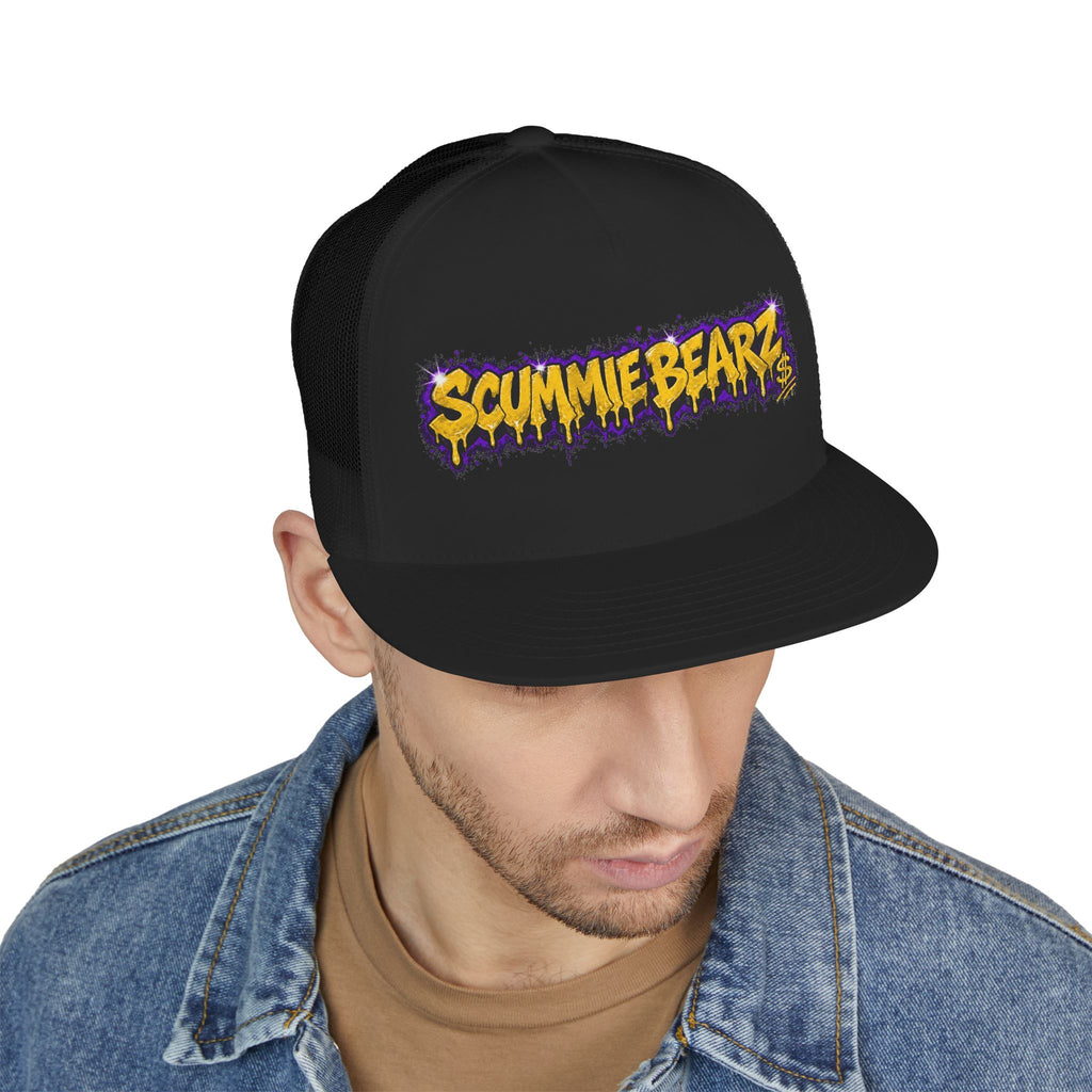 5 Panel Trucker Cap-GOLD/PURPLE SCUMMIEBEARZ LOGO-SCUMMIEBEARZ™