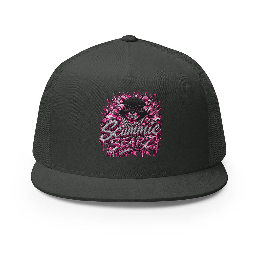 5 Panel Trucker Cap-PINK CAMOUFLAGE WITH SILVER MASK LOGO-SCUMMIEBEARZ™
