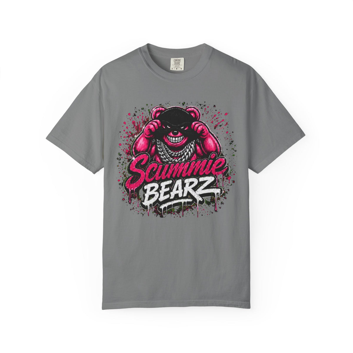 Unisex Garment-Dyed T-shirt-PINK MASK LOGO& IF YOU SLIP SHE WILL GRIP-SCUMMIEBEARZ™