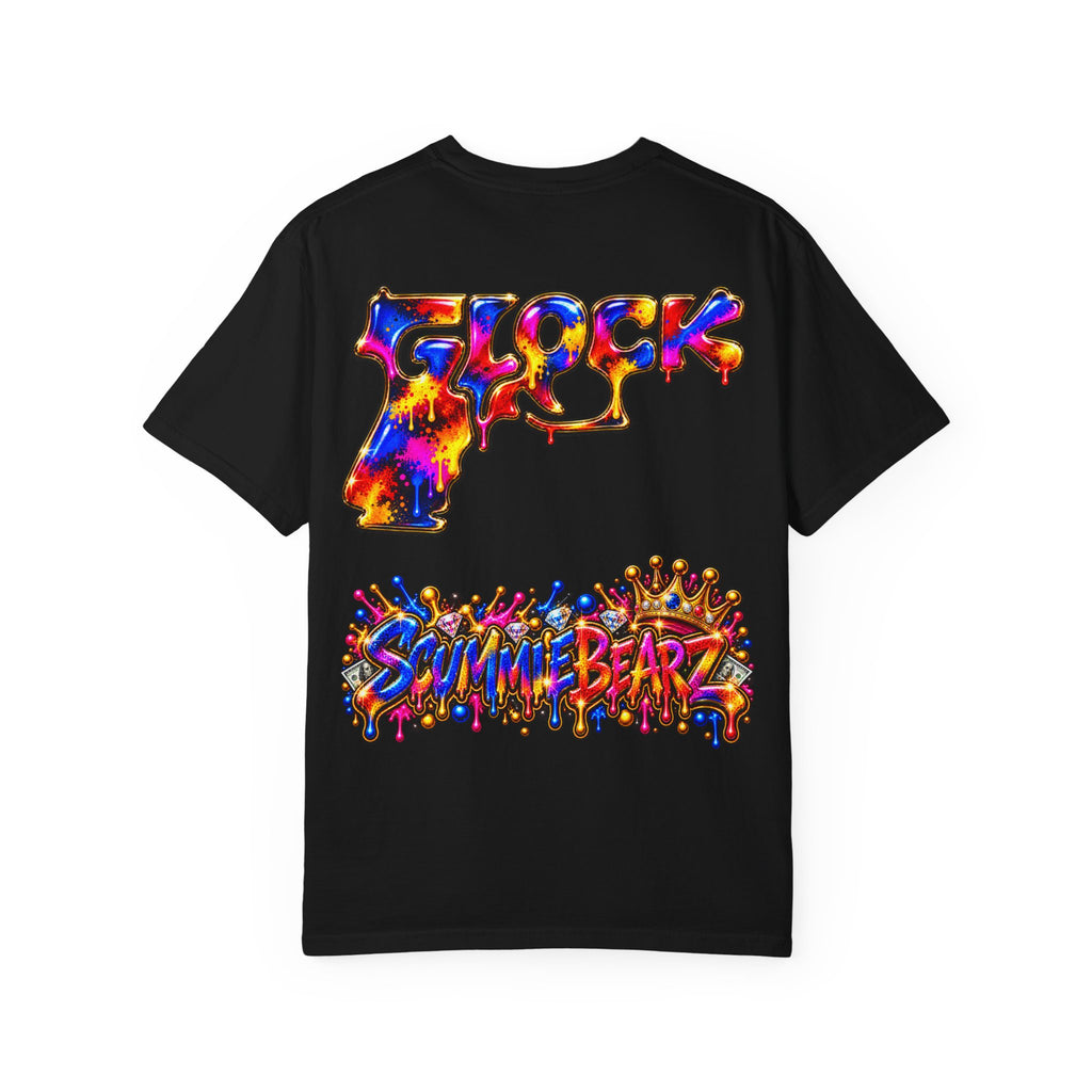 Unisex Garment-Dyed T-shirt-MULTI COLOR CROWN MASK LOGO GLOCK -SCUMMIEBEARZ™