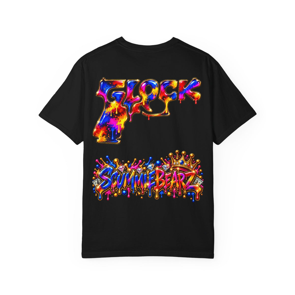 Unisex Garment-Dyed T-shirt-MULTI COLOR CROWN MASK LOGO GLOCK -SCUMMIEBEARZ™