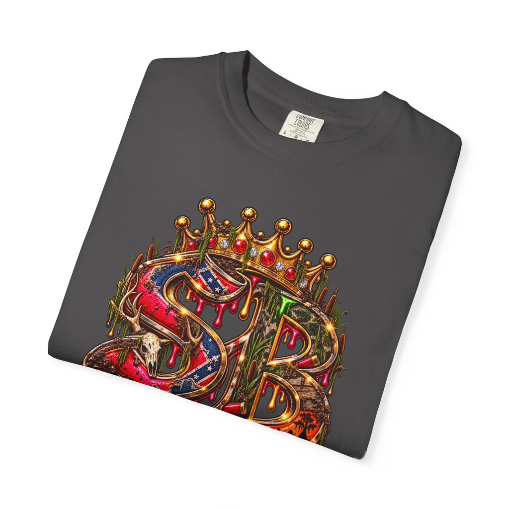 Unisex Garment-Dyed T-shirt--HILLBILLY DEAD OR RICH/SB CROWN LOGO-SCUMMIEBEARZ™️
