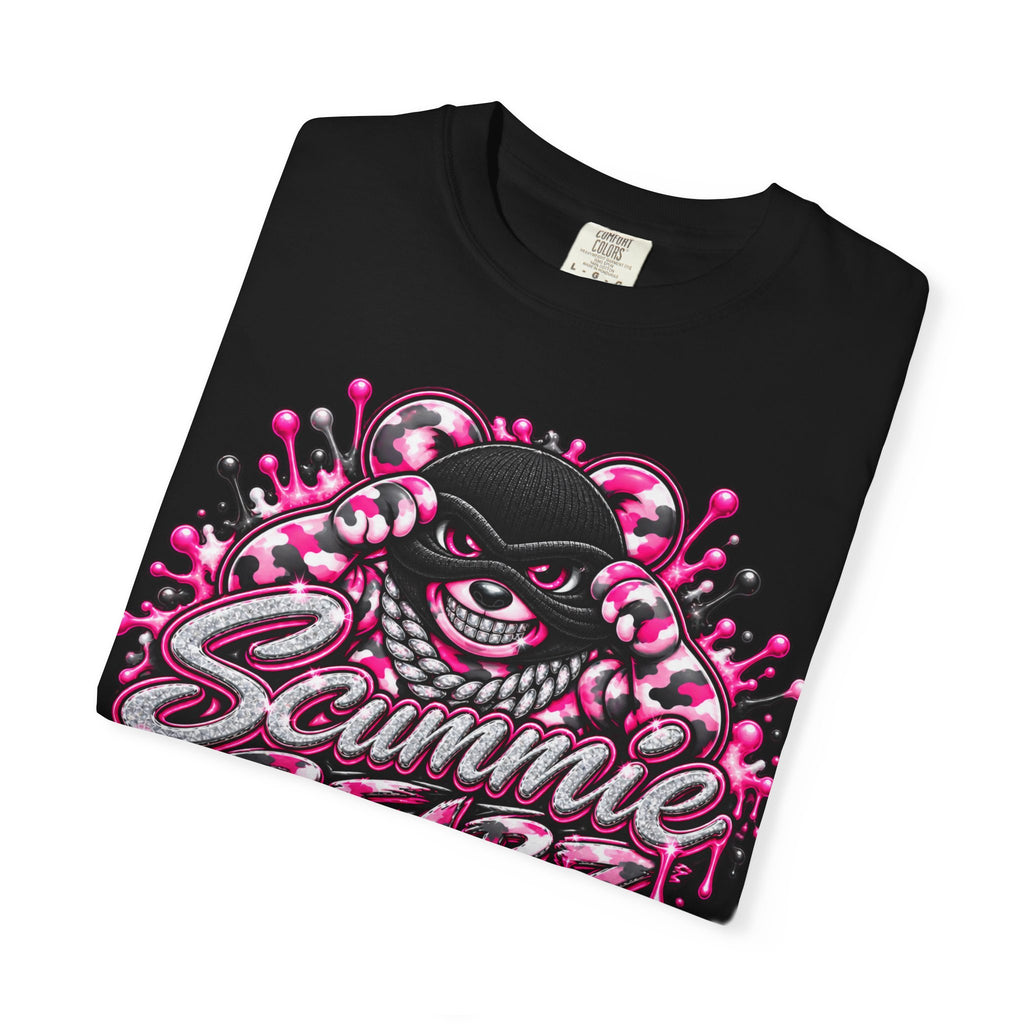 Unisex Garment-Dyed T-shirt-PINK CAMO MASK LOGO GLOCK -SCUMMIEBEARZ™