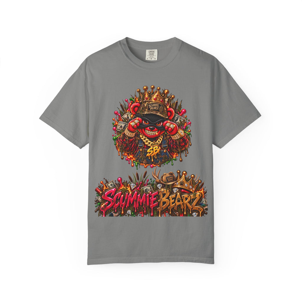 Unisex Garment-Dyed T-shirt-CROWN MASK LOGO HILLBILLY AIRBOAT -SCUMMIEBEARZ™