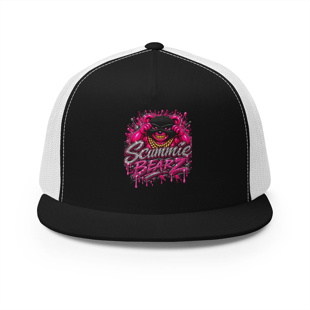 5 Panel Trucker Cap- PINK/SILVER MASK LOGO-SCUMMIEBEARZ™