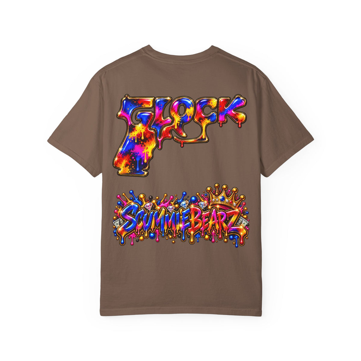 Unisex Garment-Dyed T-shirt-MULTI COLOR CROWN MASK LOGO GLOCK -SCUMMIEBEARZ™