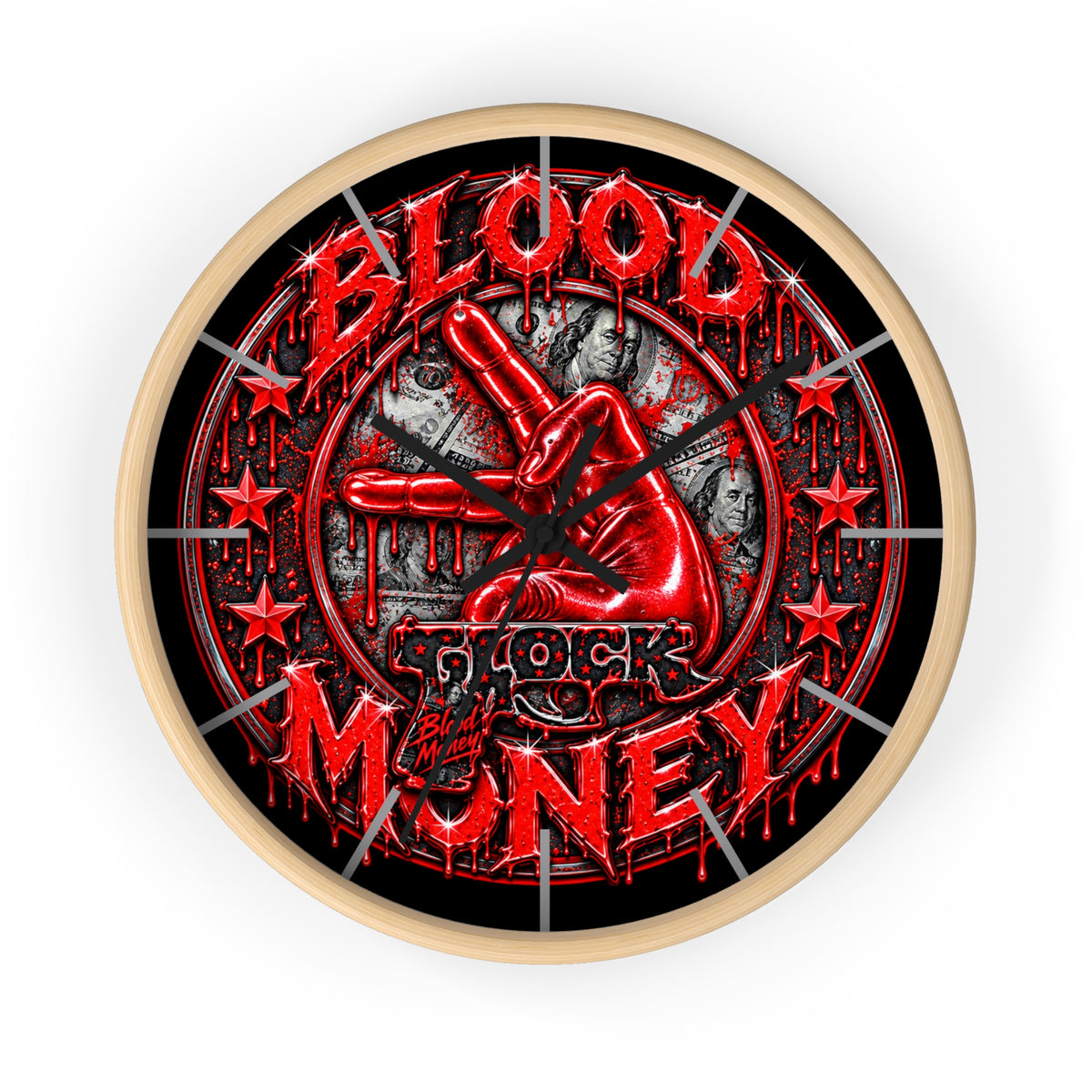 wall clock -Red blood Money-SCUMMIEBEARZ™️