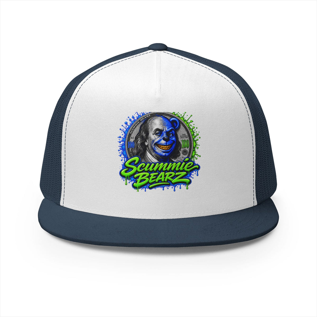 5 Panel Trucker Cap- BLUE BENJAMIN FRANKLIN-SCUMMIEBEARZ™️