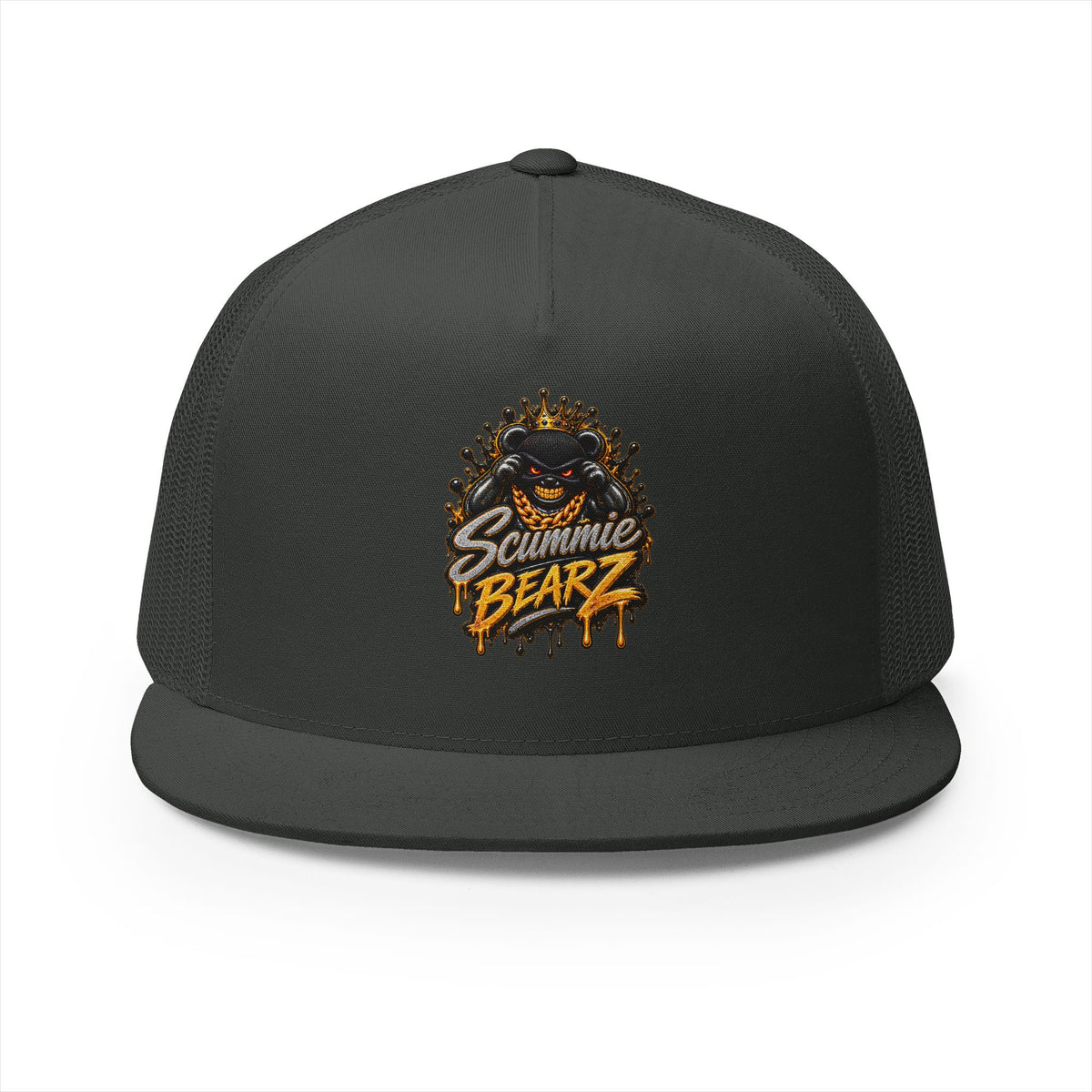 5 Panel Trucker Cap-SILVER/GOLD MASK LOGO-SCUMMIEBEARZ™