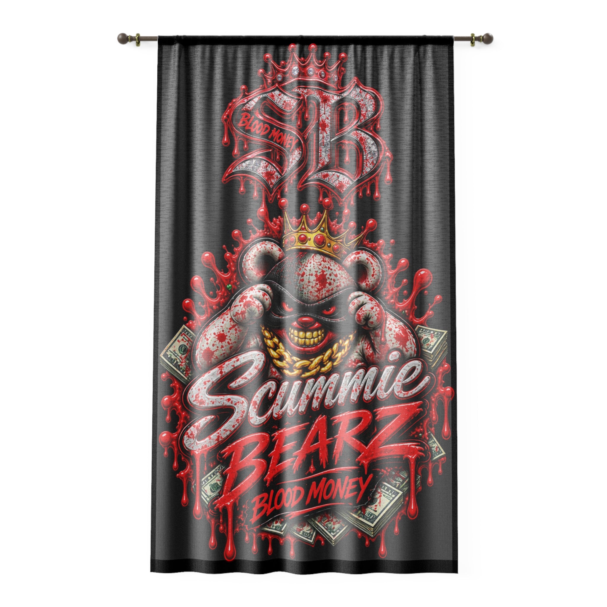 Window Curtain-Blood Money Logo-SCUMMIEBEARZ™