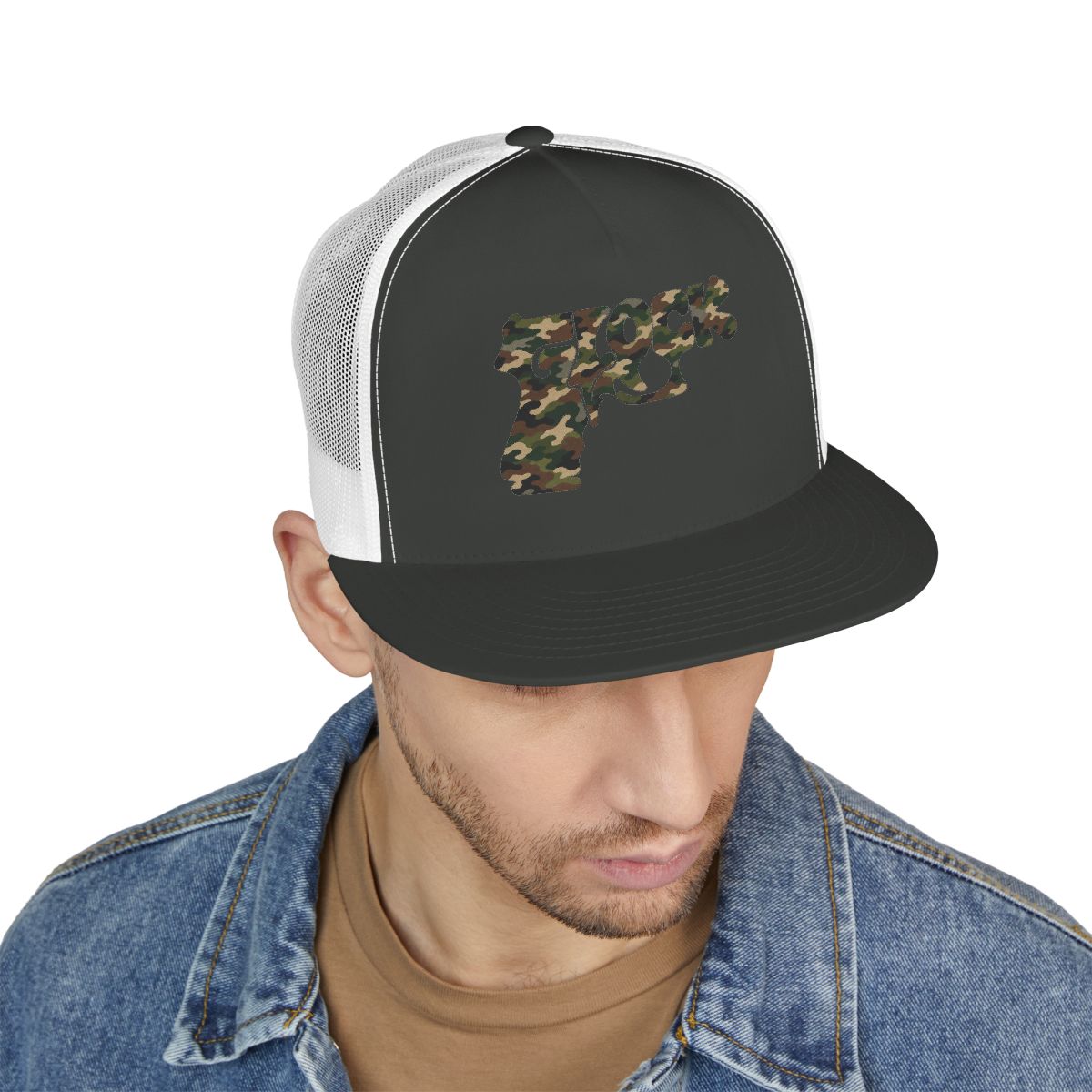 5 Panel Trucker Cap-CAMOUFLAGE GLOCK LOGO-SCUMMIEBEARZ™️