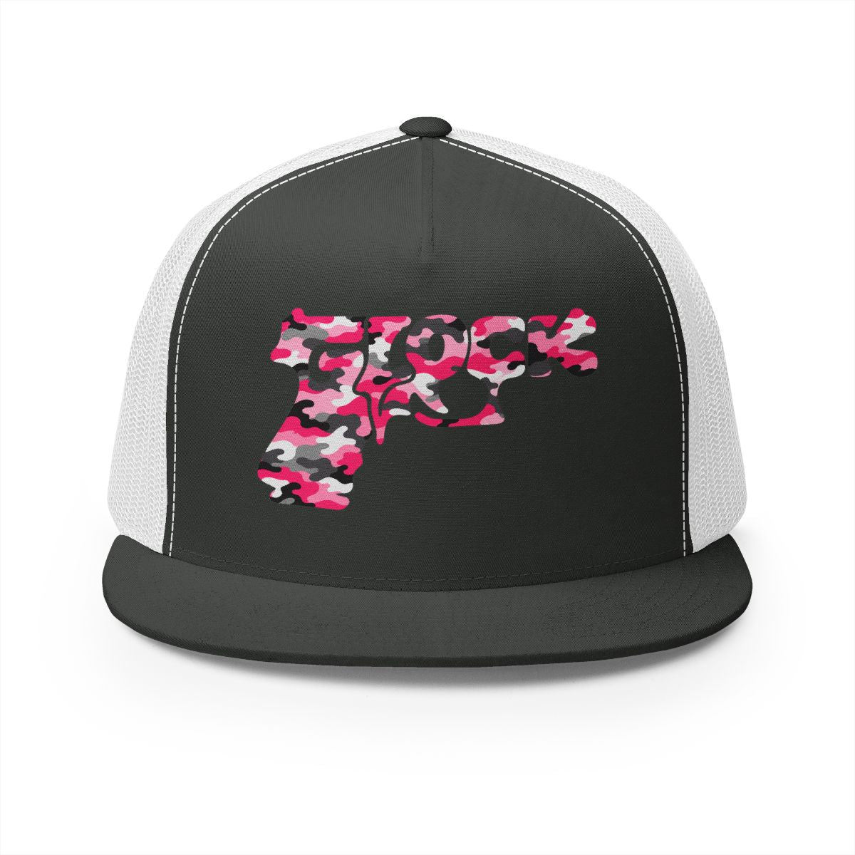 5 Panel Trucker Cap-PINK CAMOUFLAGE GLOCK LOGO-SCUMMIEBEARZ™️