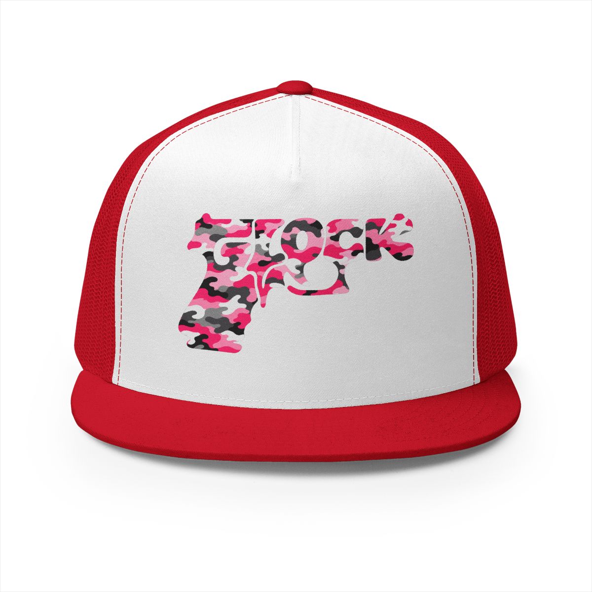 5 Panel Trucker Cap-PINK CAMOUFLAGE GLOCK LOGO-SCUMMIEBEARZ™️