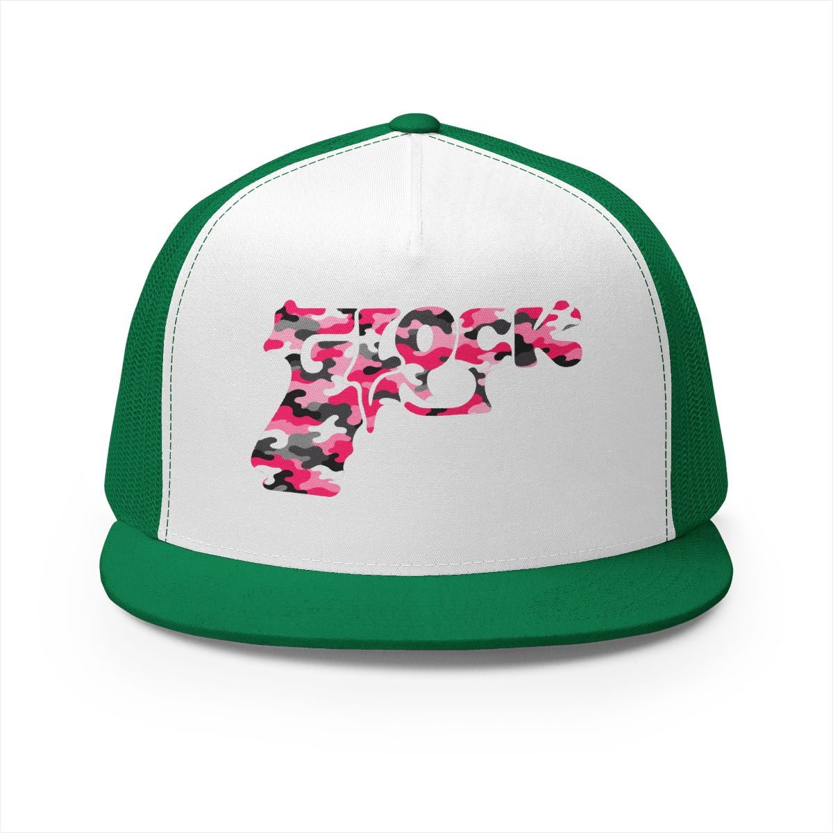 5 Panel Trucker Cap-PINK CAMOUFLAGE GLOCK LOGO-SCUMMIEBEARZ™️