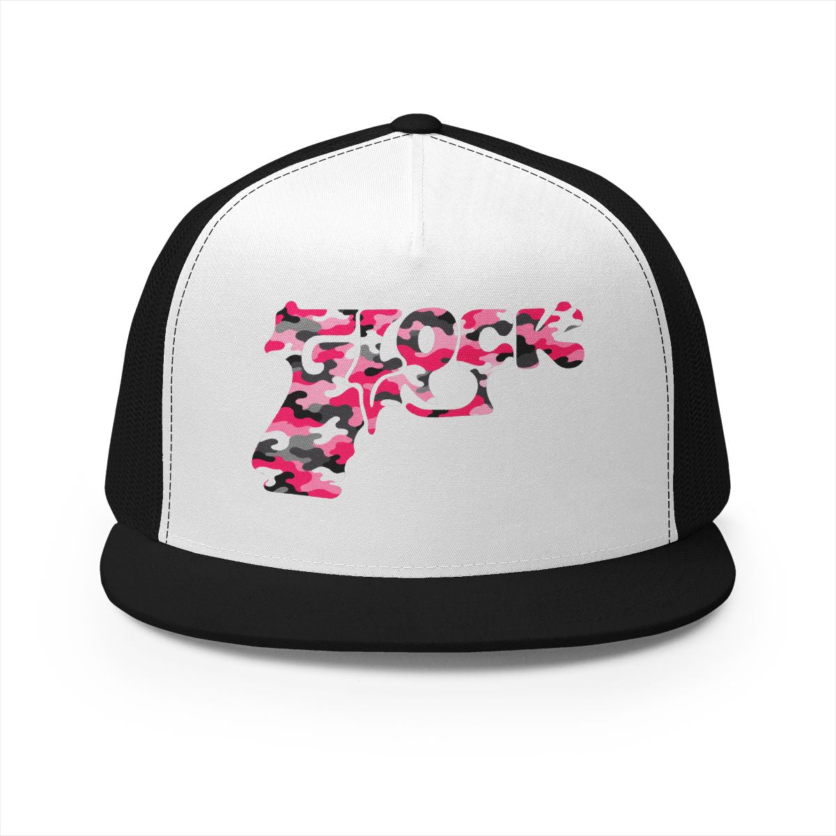 5 Panel Trucker Cap-PINK CAMOUFLAGE GLOCK LOGO-SCUMMIEBEARZ™️