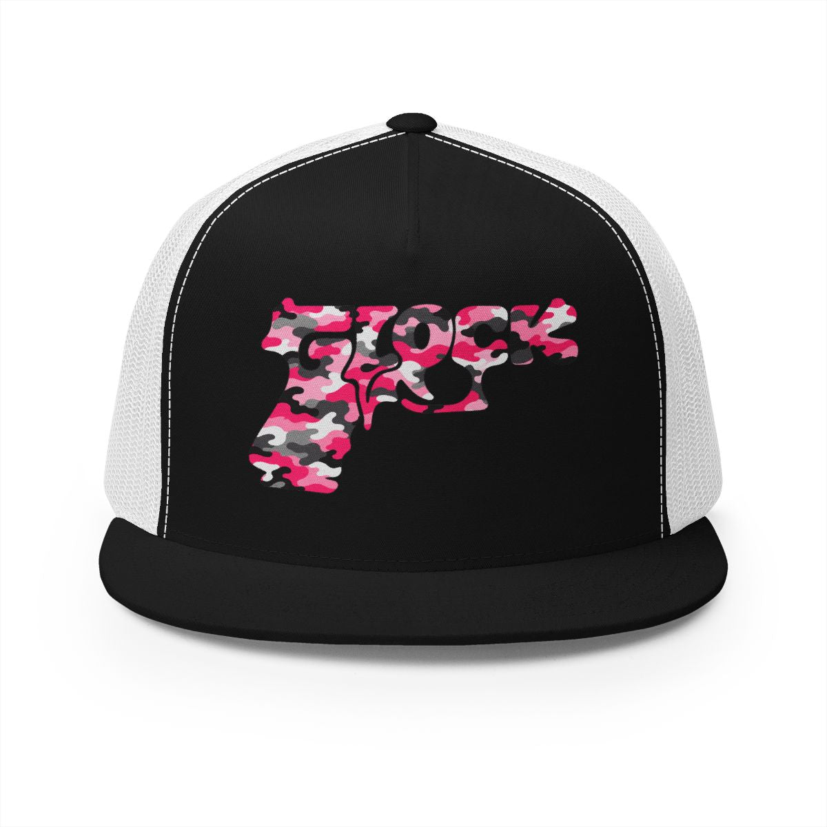 5 Panel Trucker Cap-PINK CAMOUFLAGE GLOCK LOGO-SCUMMIEBEARZ™️