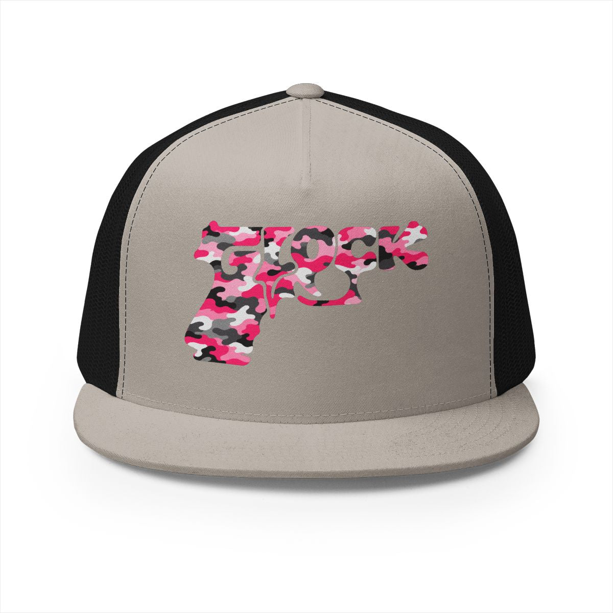 5 Panel Trucker Cap-PINK CAMOUFLAGE GLOCK LOGO-SCUMMIEBEARZ™️