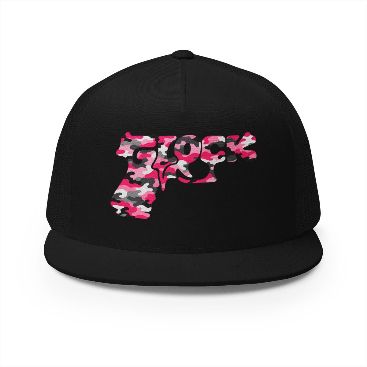 5 Panel Trucker Cap-PINK CAMOUFLAGE GLOCK LOGO-SCUMMIEBEARZ™️