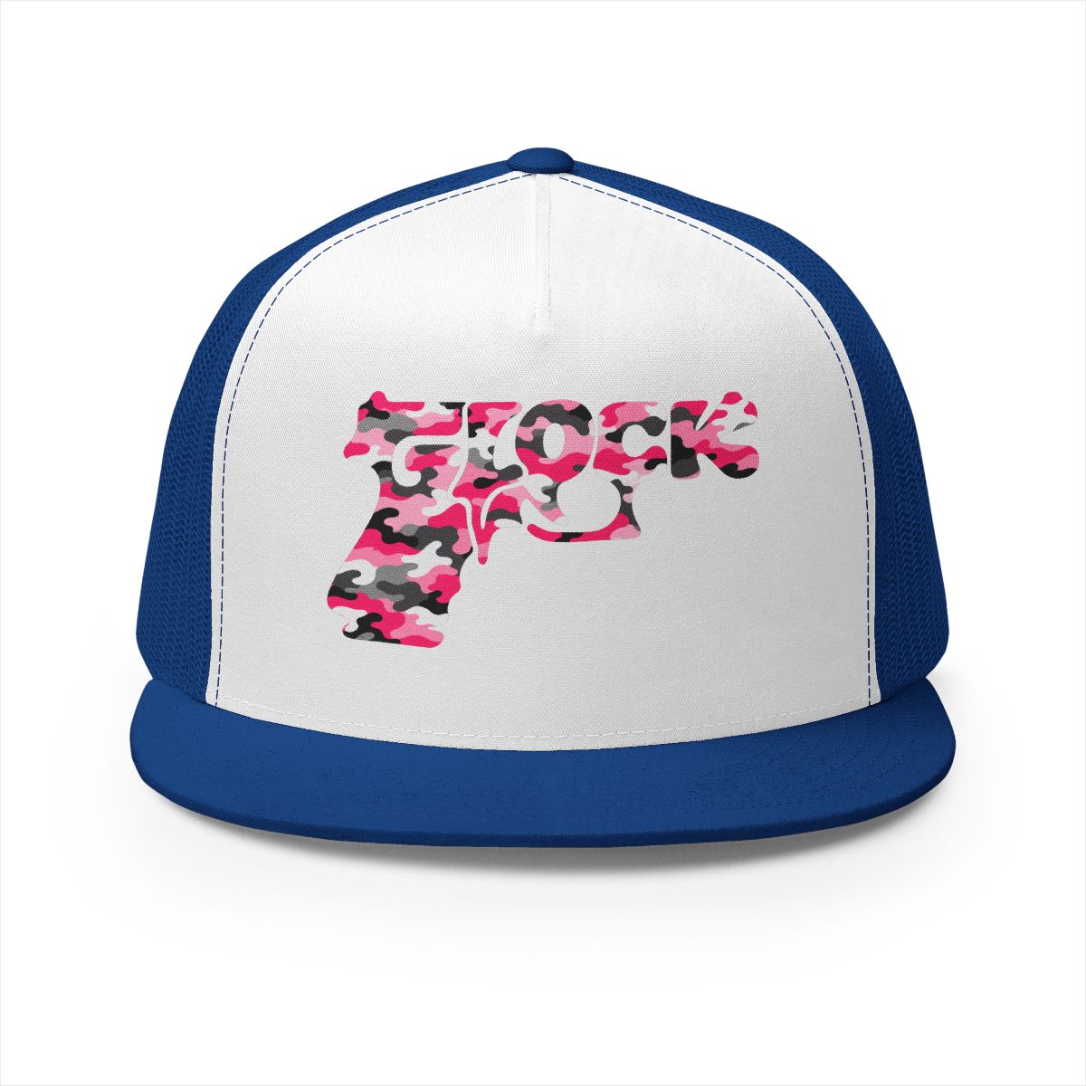 5 Panel Trucker Cap-PINK CAMOUFLAGE GLOCK LOGO-SCUMMIEBEARZ™️