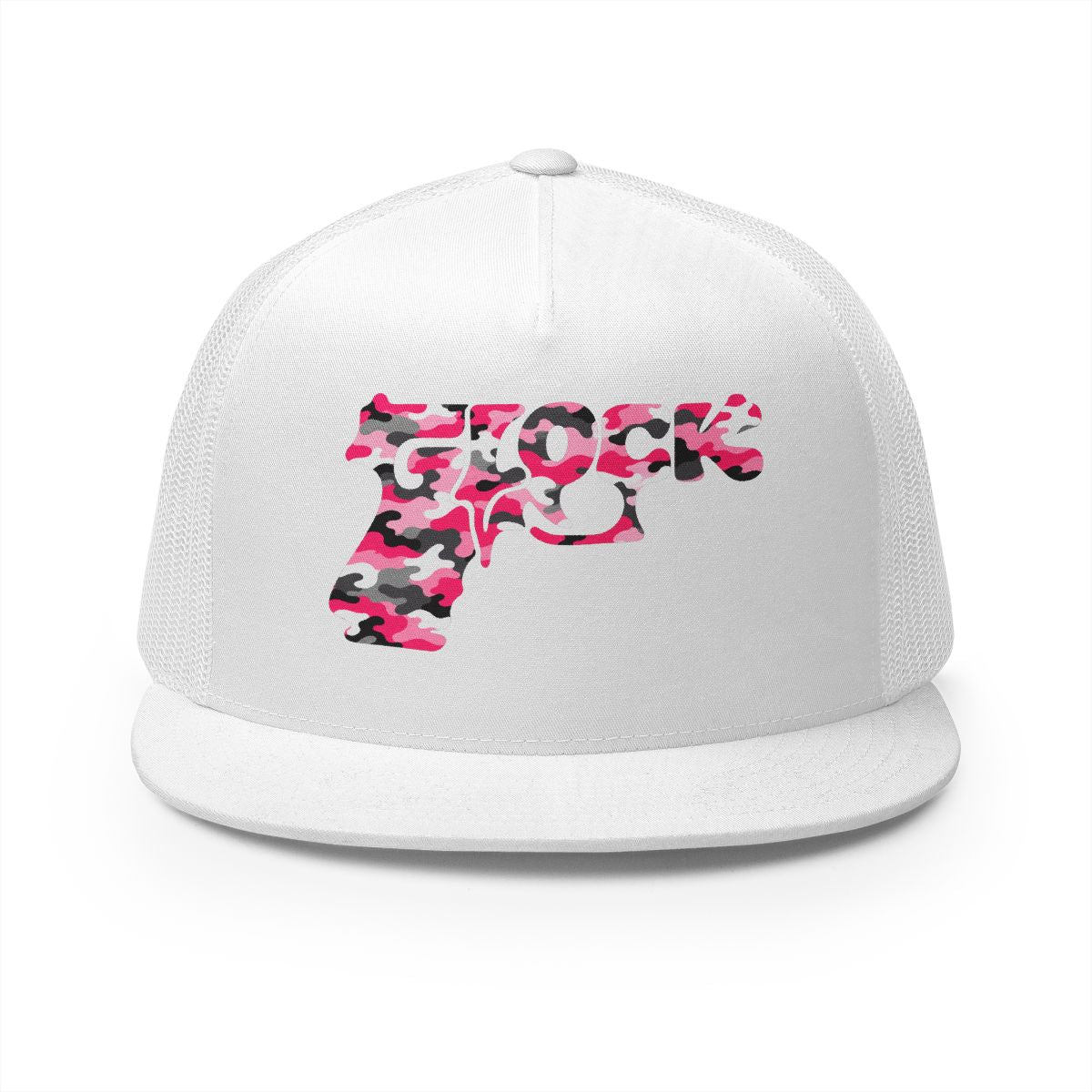 5 Panel Trucker Cap-PINK CAMOUFLAGE GLOCK LOGO-SCUMMIEBEARZ™️