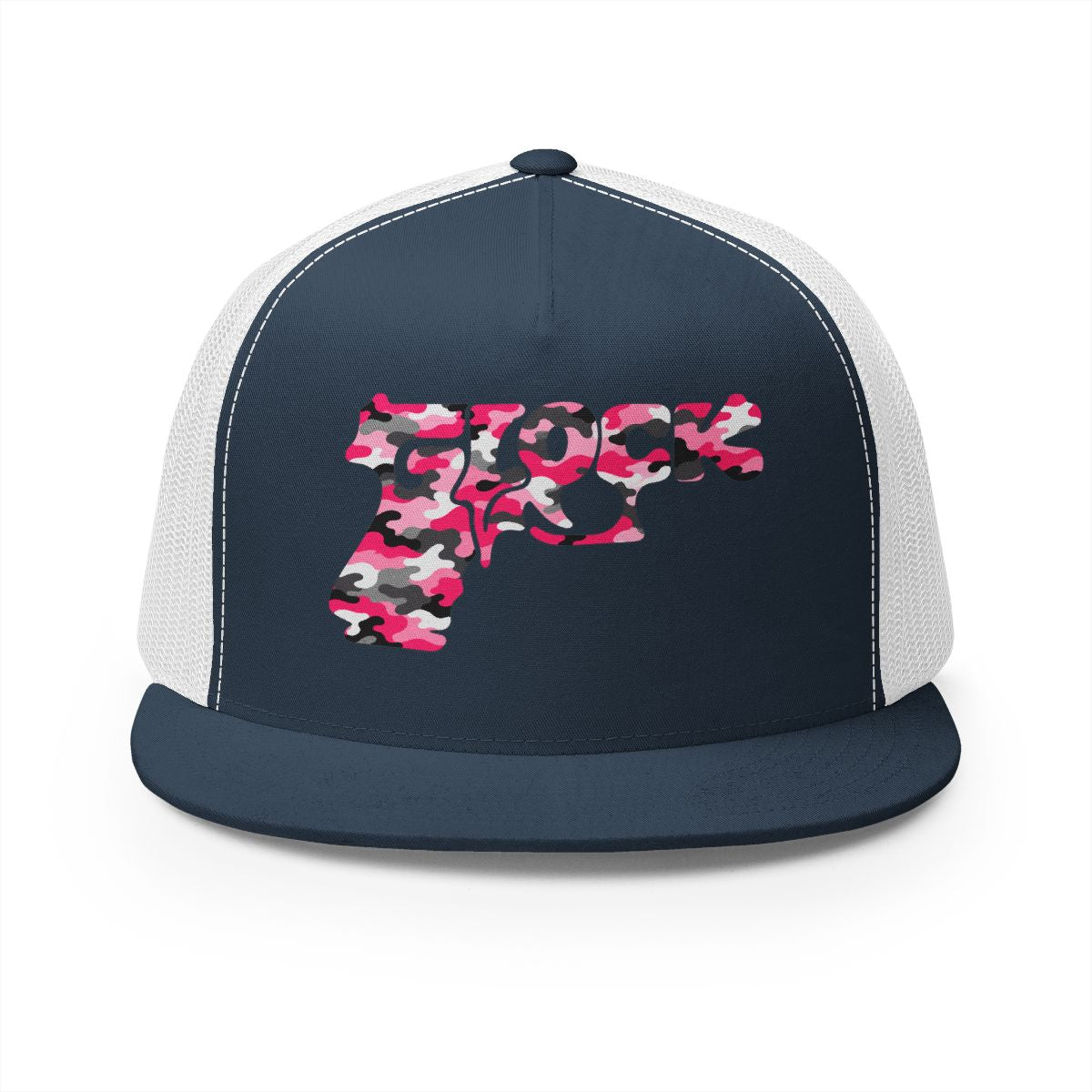 5 Panel Trucker Cap-PINK CAMOUFLAGE GLOCK LOGO-SCUMMIEBEARZ™️