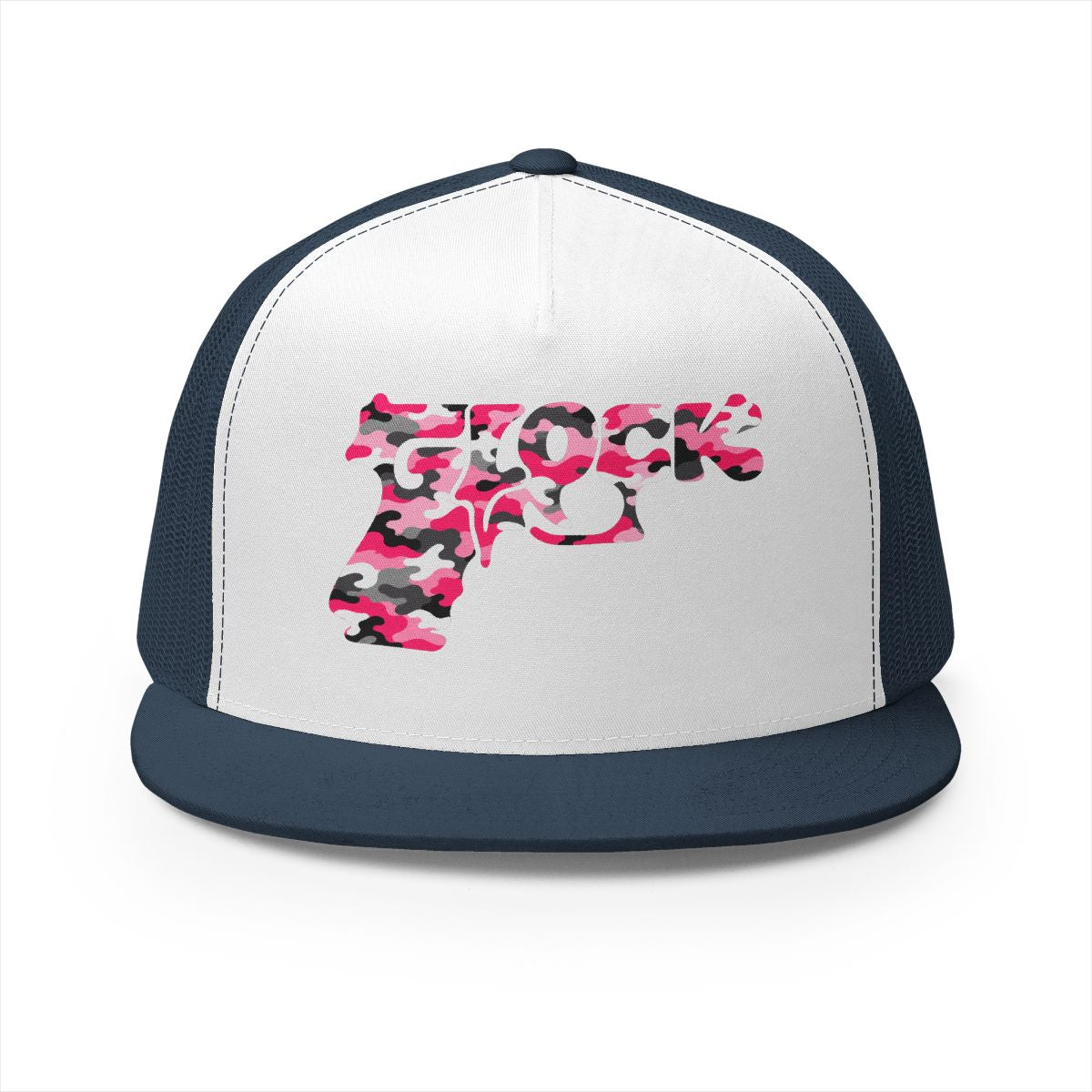 5 Panel Trucker Cap-PINK CAMOUFLAGE GLOCK LOGO-SCUMMIEBEARZ™️