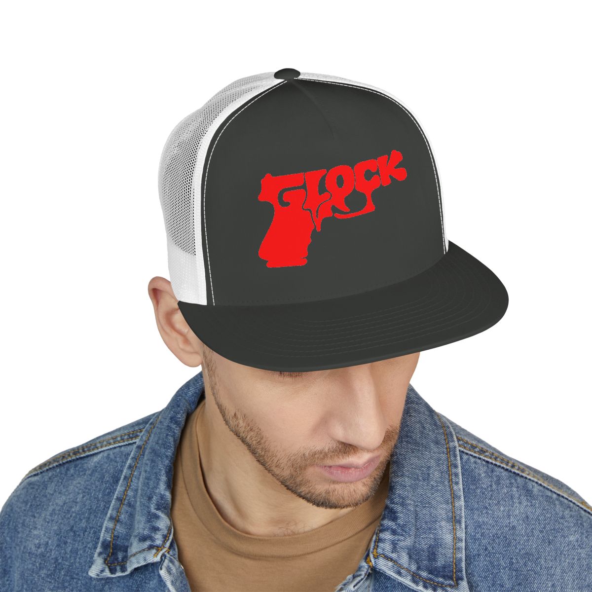 5 Panel Trucker Cap-RED GLOCK LOGO-SCUMMIEBEARZ™️