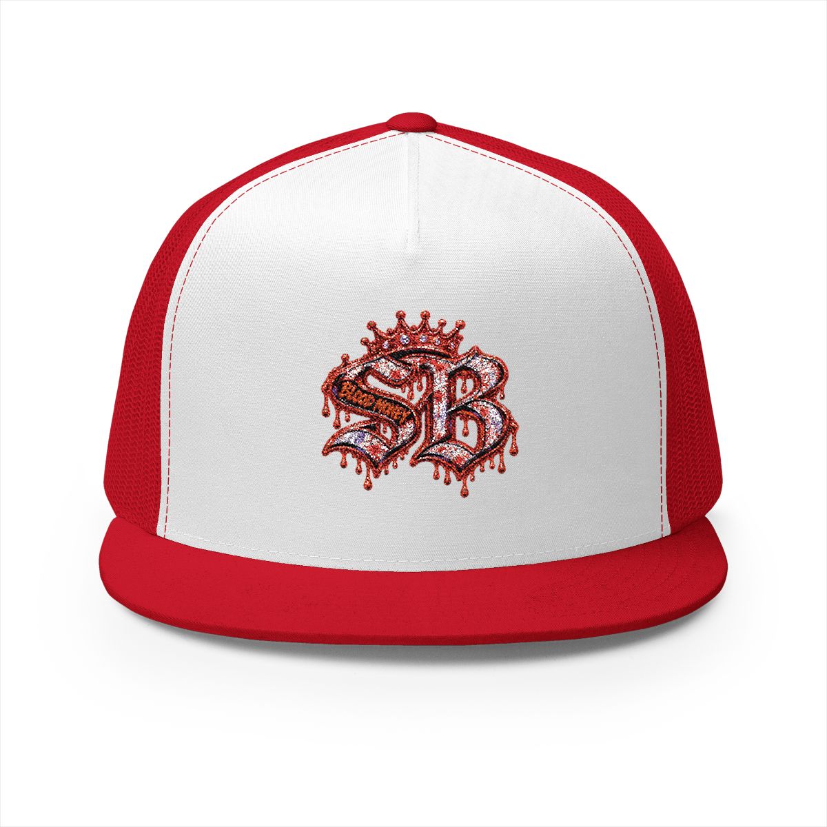 5 Panel Trucker Cap-RED SB LOGO-SCUMMIEBEARZ™️