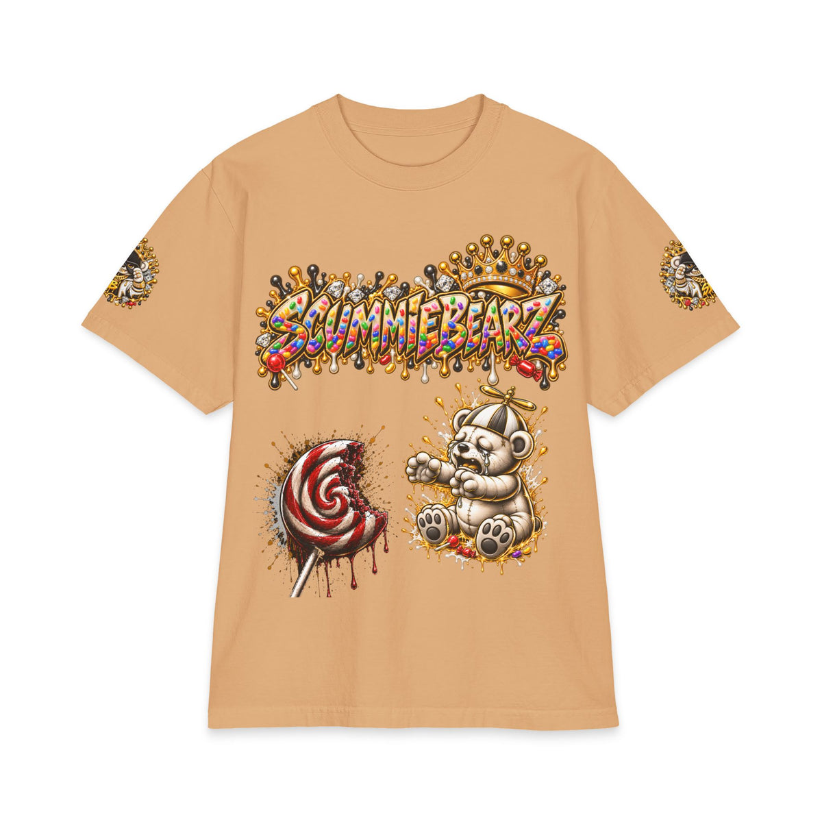 Like Stealing Candy from a Baby — White & Gold Edition | SCUMMIEBEARZ™ Shaka Wear Heavyweight Tee