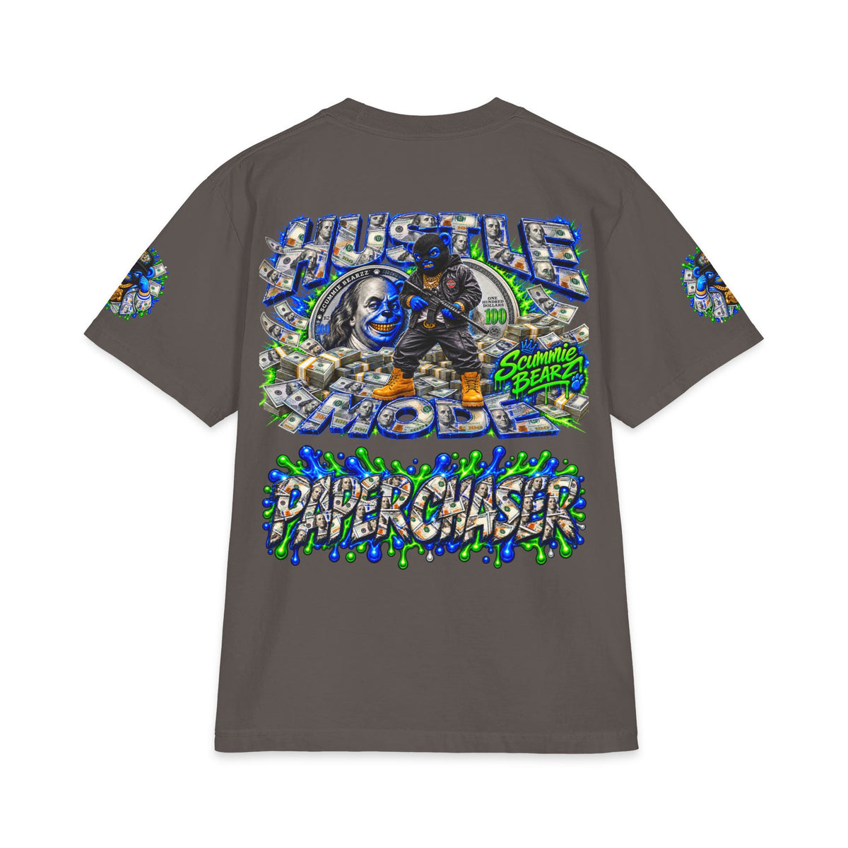Hustle Mode, Green Remix | SCUMMIEBEARZ™ Shaka Wear Heavyweight Tee
