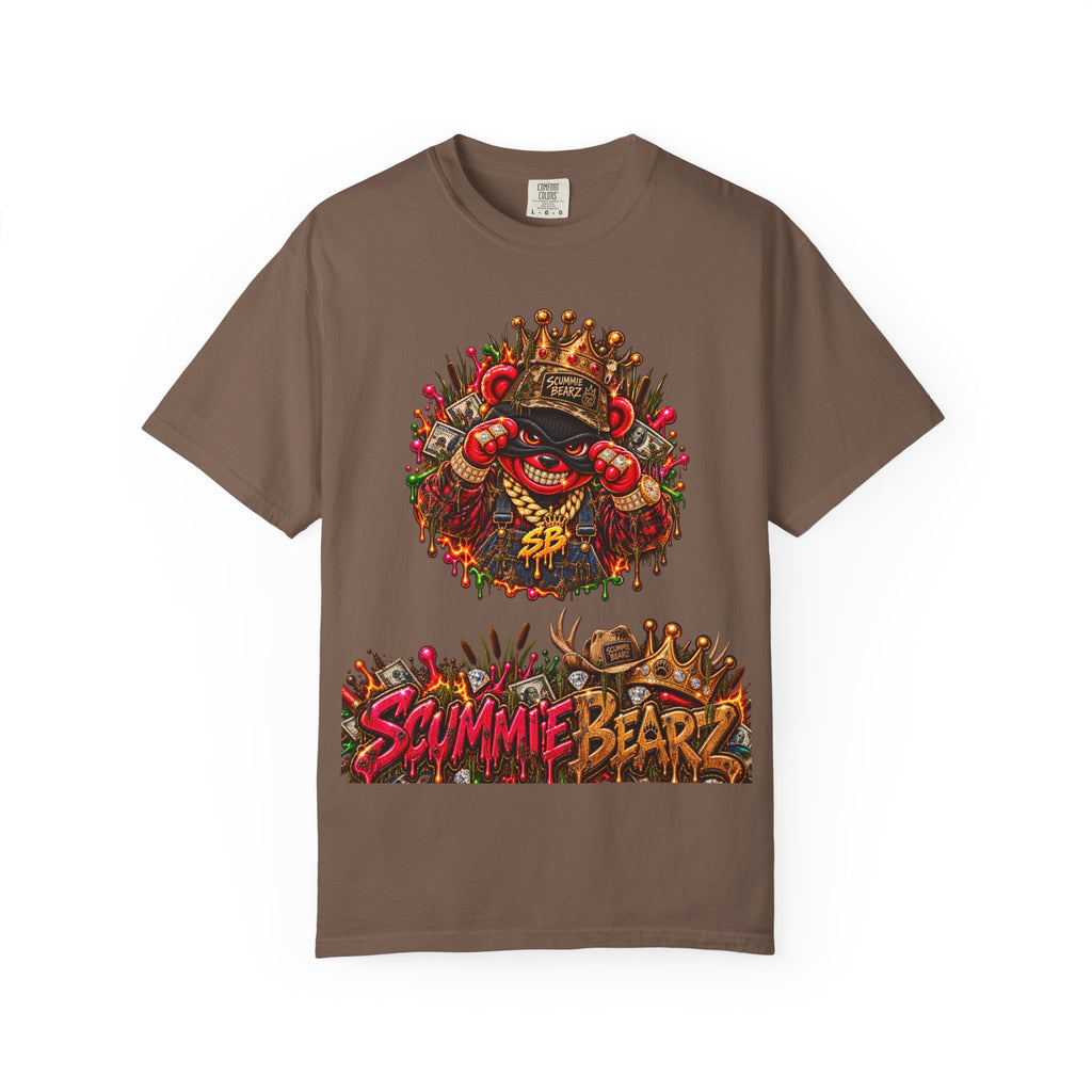 Unisex Garment-Dyed T-shirt--HILLBILLY COUNTY FAIR OUTLAWS/CROWN SB LOGO-SCUMMIEBEARZ™️