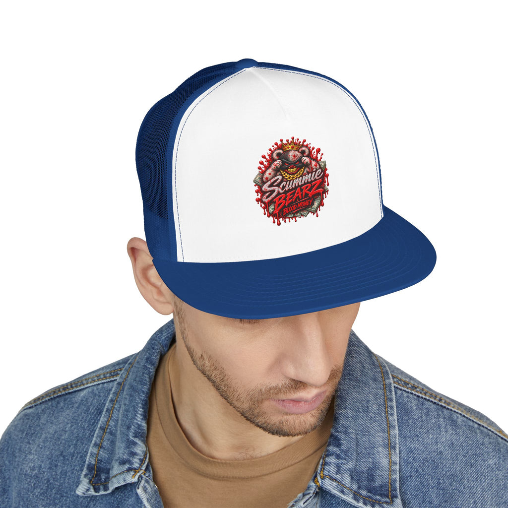 5 Panel Trucker Cap-	RED BLOOD MONEY MASK LOGO-SCUMMIEBEARZ™