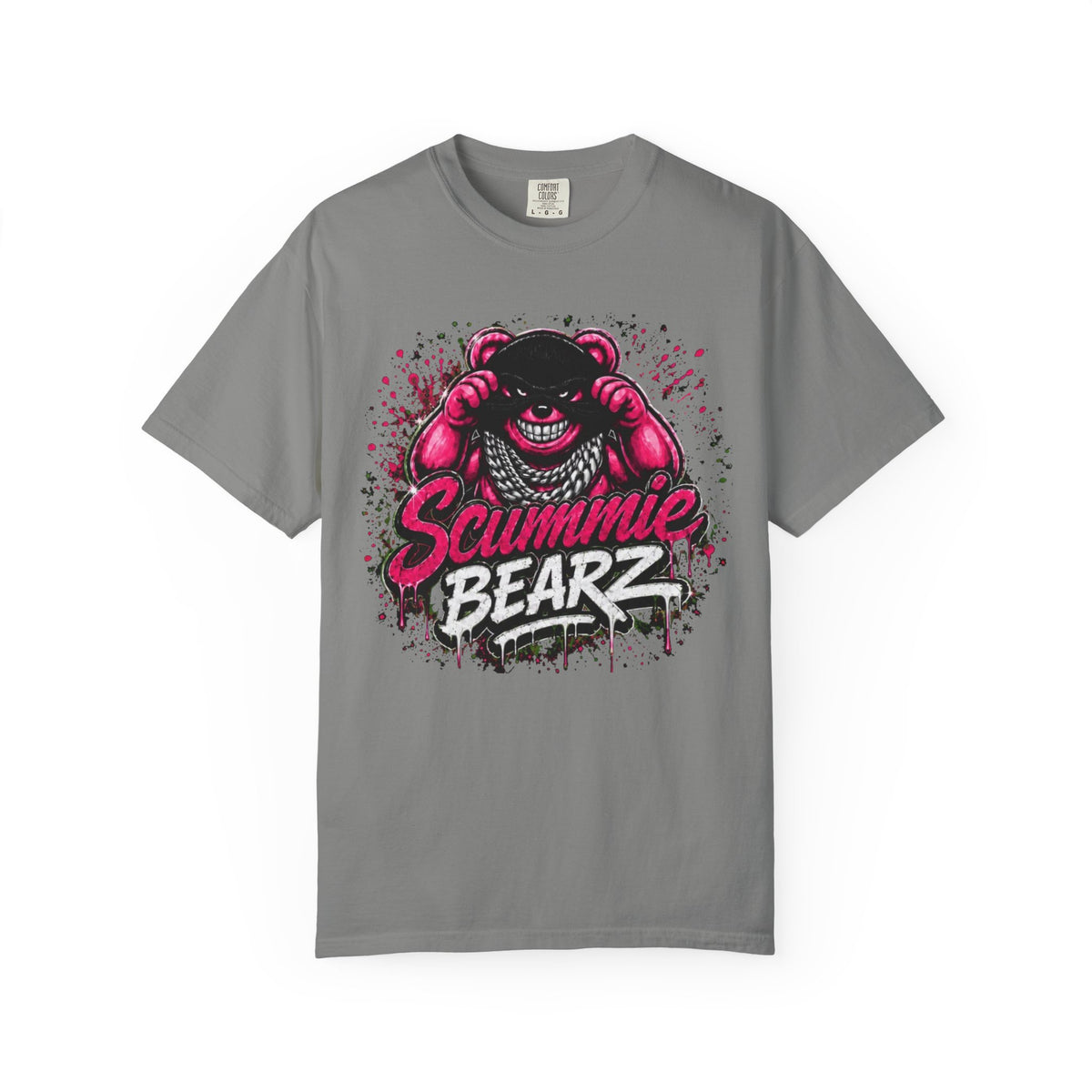 Unisex Garment-Dyed T-shirt-PINK MASK LOGO& IF YOU SLIP SHE WILL GRIP-SCUMMIEBEARZ™