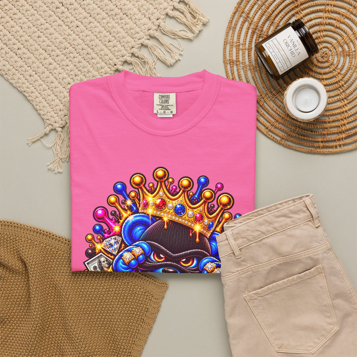 Unisex Garment-Dyed T-shirt-MULTI COLOR CROWN MASK LOGO GLOCK -SCUMMIEBEARZ™