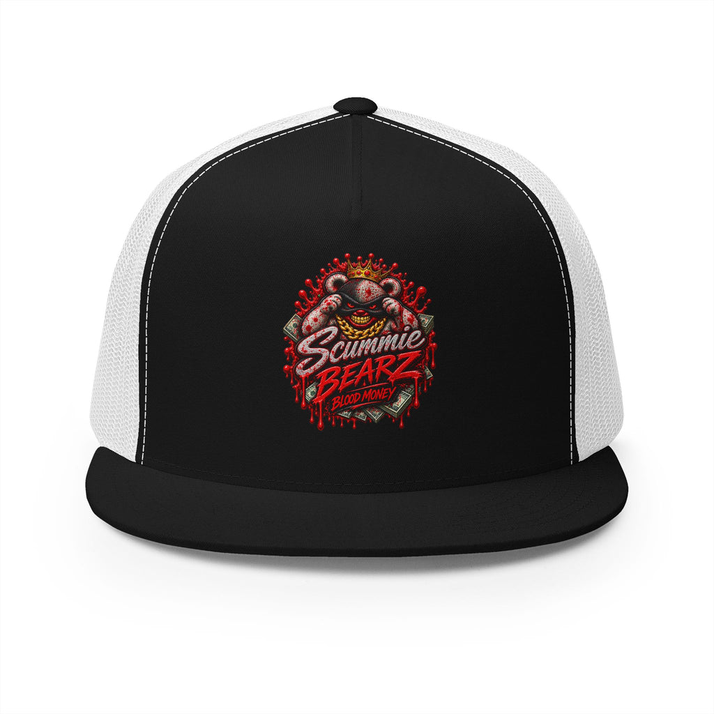 5 Panel Trucker Cap-	RED BLOOD MONEY MASK LOGO-SCUMMIEBEARZ™
