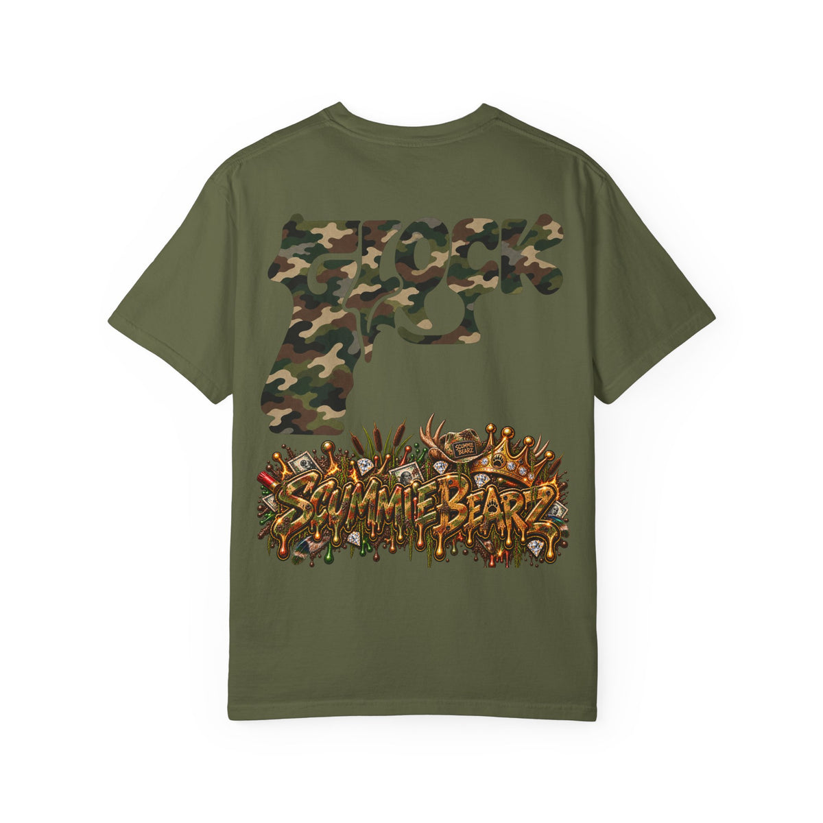 Unisex Garment-Dyed T-shirt-HILLBILLY CAMO GLOCK -SCUMMIEBEARZ™