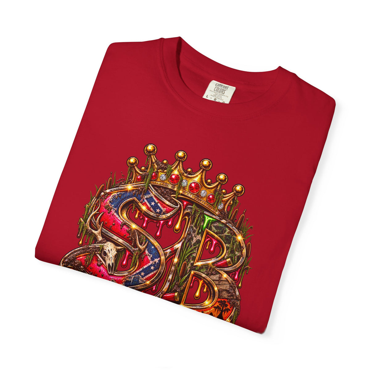 Unisex Garment-Dyed T-shirt--HILLBILLY DEAD OR RICH/SB CROWN LOGO-SCUMMIEBEARZ™️