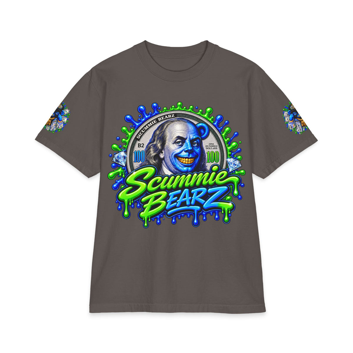 Hustle Mode, Green Remix | SCUMMIEBEARZ™ Shaka Wear Heavyweight Tee