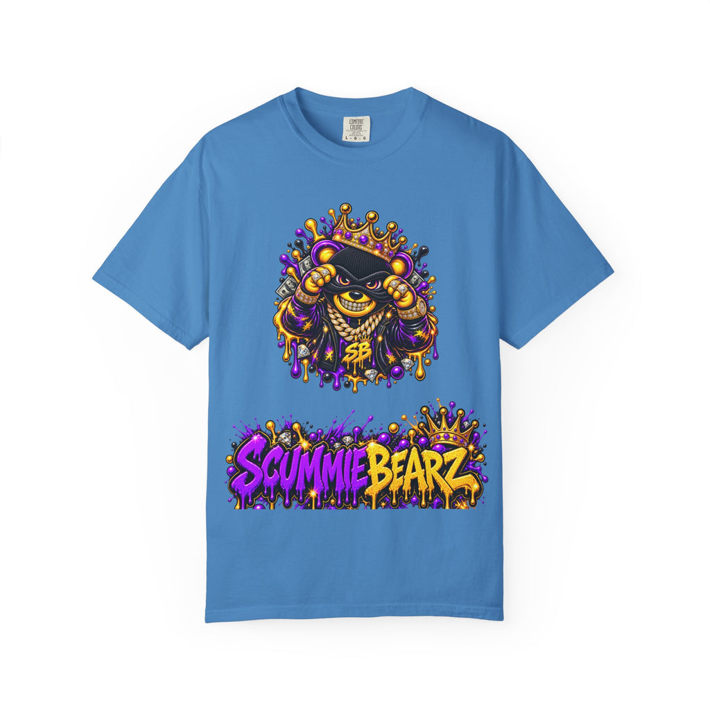 Unisex Garment-Dyed T-shirt-PURPLE&G9D CROWN MASK LOGO TRAP HOUSE MEET-SCUMMINGBEARZ™