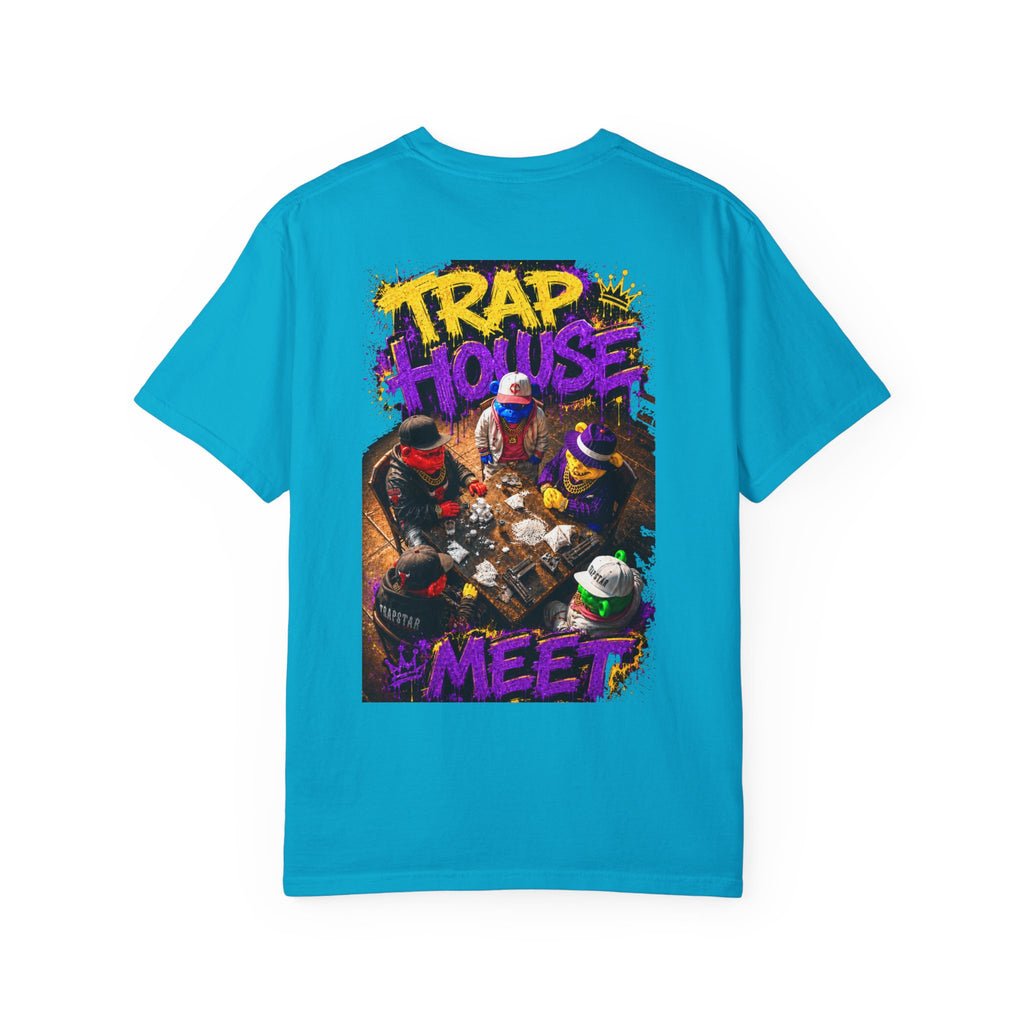 Unisex Garment-Dyed T-shirt-PURPLE&G9D CROWN MASK LOGO TRAP HOUSE MEET-SCUMMINGBEARZ™