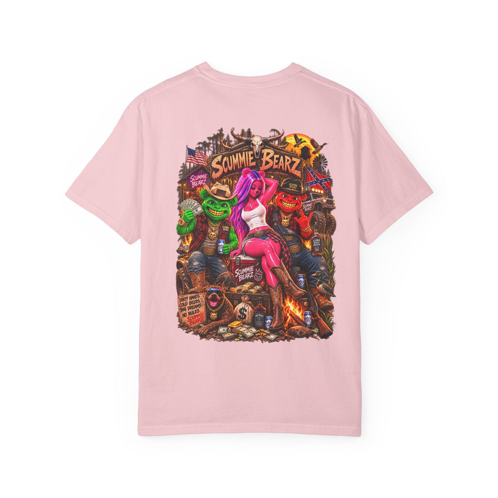 Unisex Garment-Dyed T-shirt-HILLYBILLY CROWN SB LOGO HILLBILLY -SCUMMIEBEARZ™