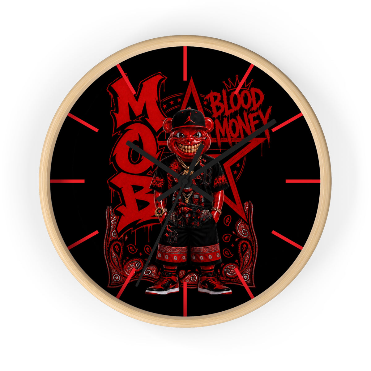Wall Clock-Red Blood Money Mob-SCUMMIEBEARZ™️