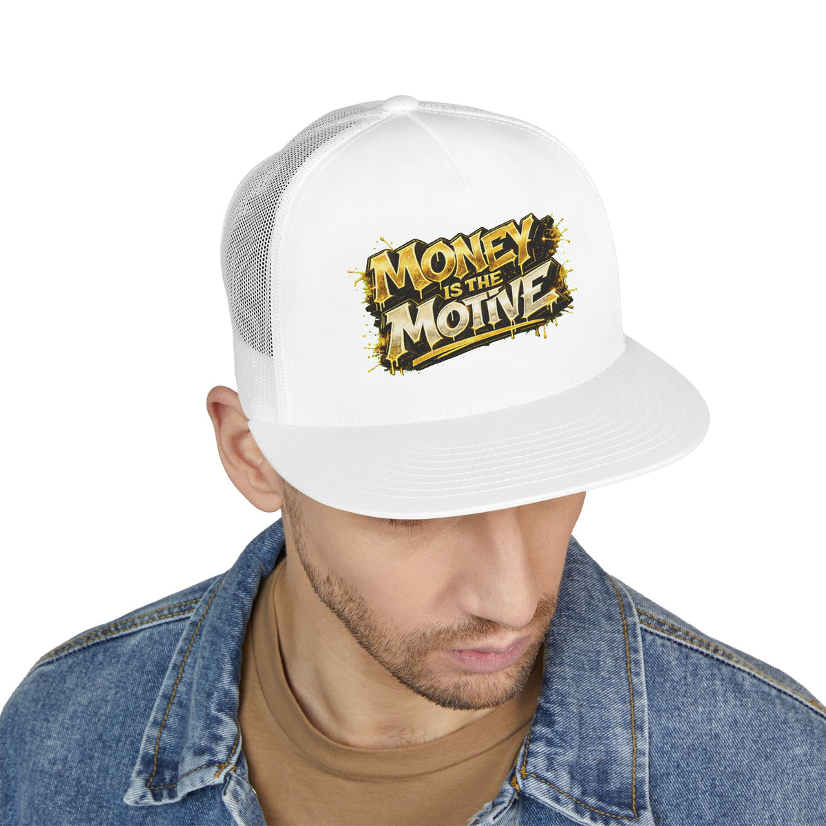 5 Panel Trucker Cap-GOLD MONEY IS THE MOTIVE-SCUMMIEBEARZ™