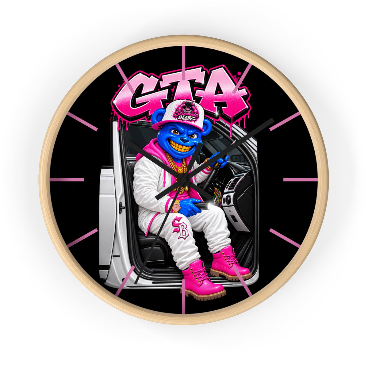 Wall Clock-PINK GTA-SCUMMIEBEARZ™️