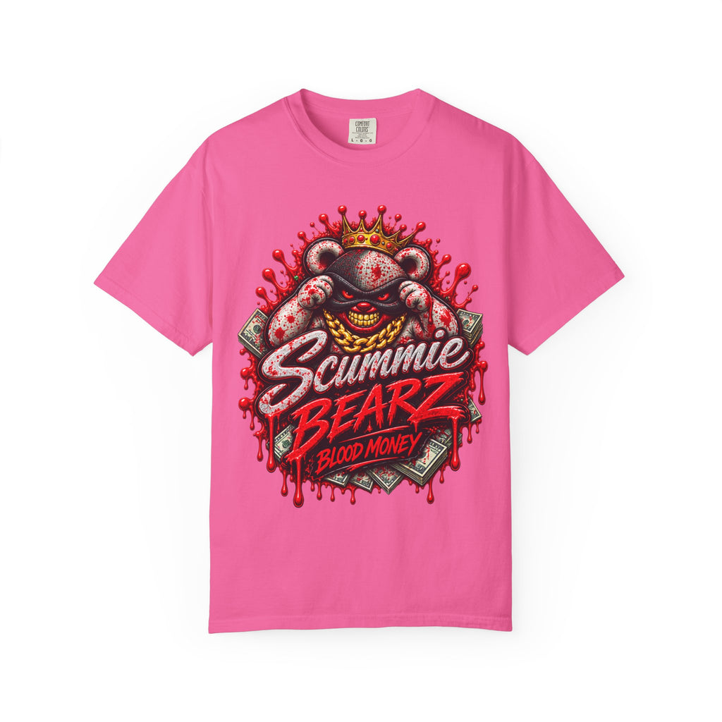 Unisex Garment-Dyed T-SHIRT-BLOOD MONEY GLOCK/MASK LOGO-SCUMMIEBEARZ™