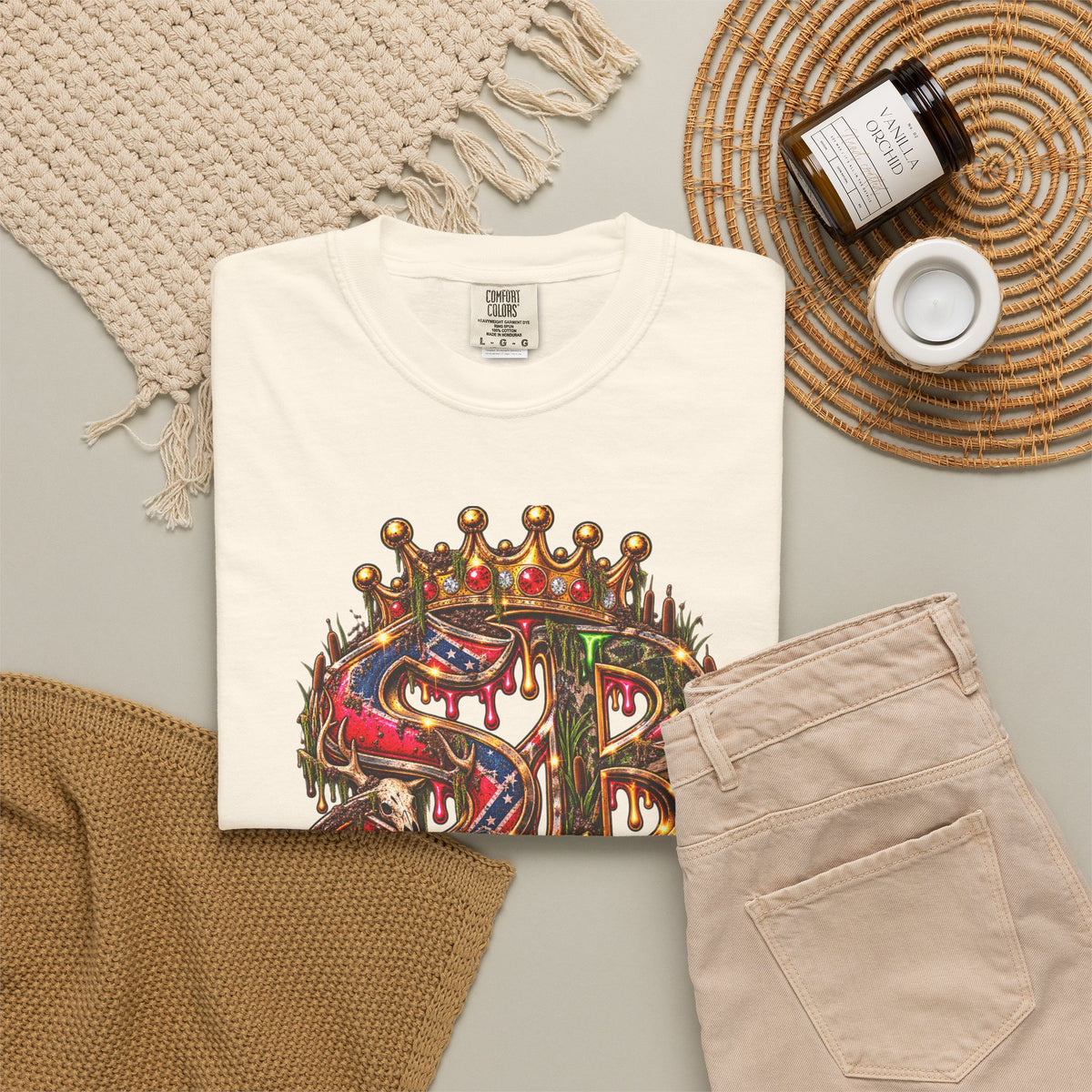 Unisex Garment-Dyed T-shirt-HILBILLYSCUMMIEBEARZ MOONSHINE/CROWN SB LOGO -SCUMMIEBEARZ™