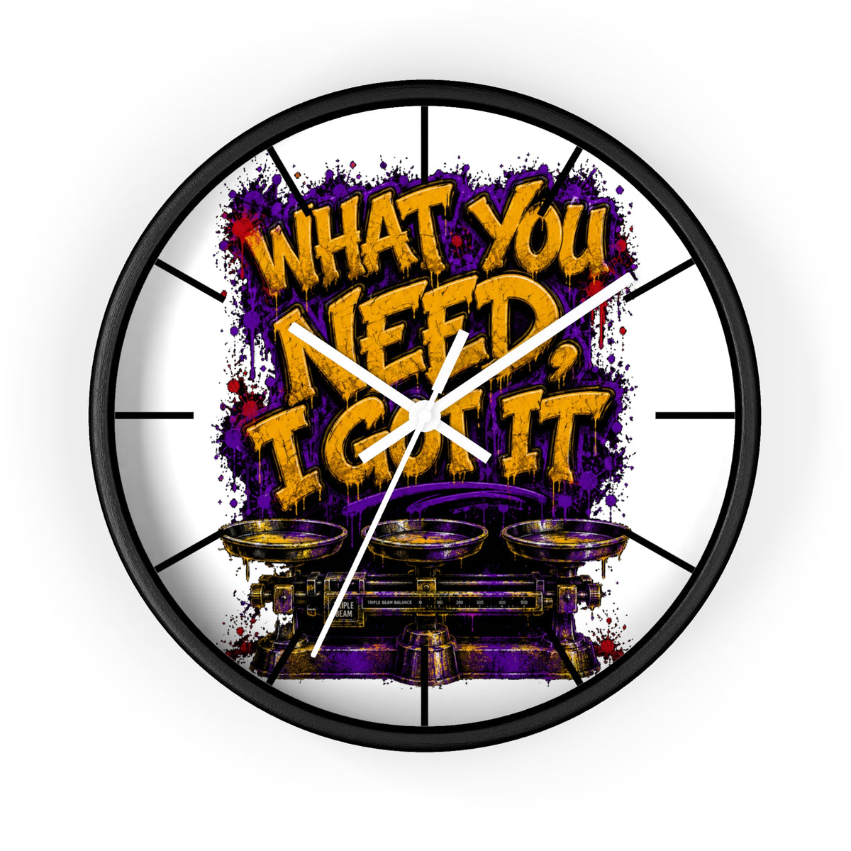 Purple and Gold Street Hustle Wall Clock-What You Need, I Got It-SCUMMIEBEARZ™️