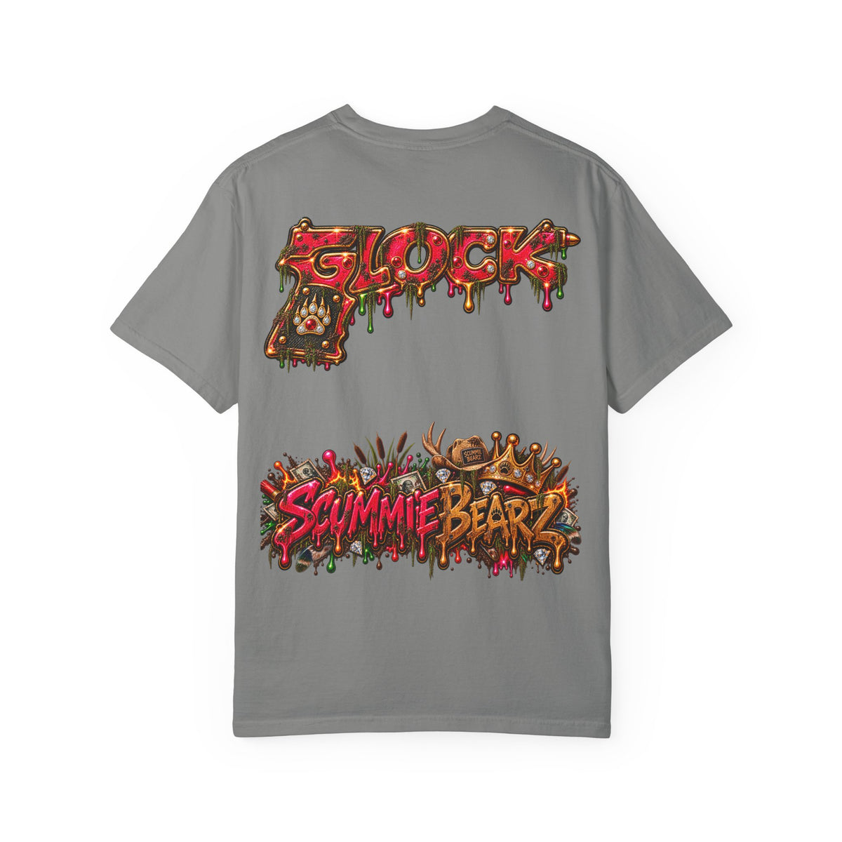 Unisex Garment-Dyed T-shirt-HILLBILLY cROWN MASK/GLOCK LOGO-SCUMMIEBEARZ™️