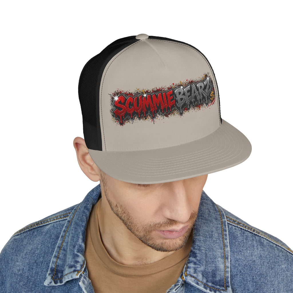 5 Panel Trucker Cap-RED/CHARCOAL SCUMMIEBEARZ LOGO-SCUMMIEBEARZ™