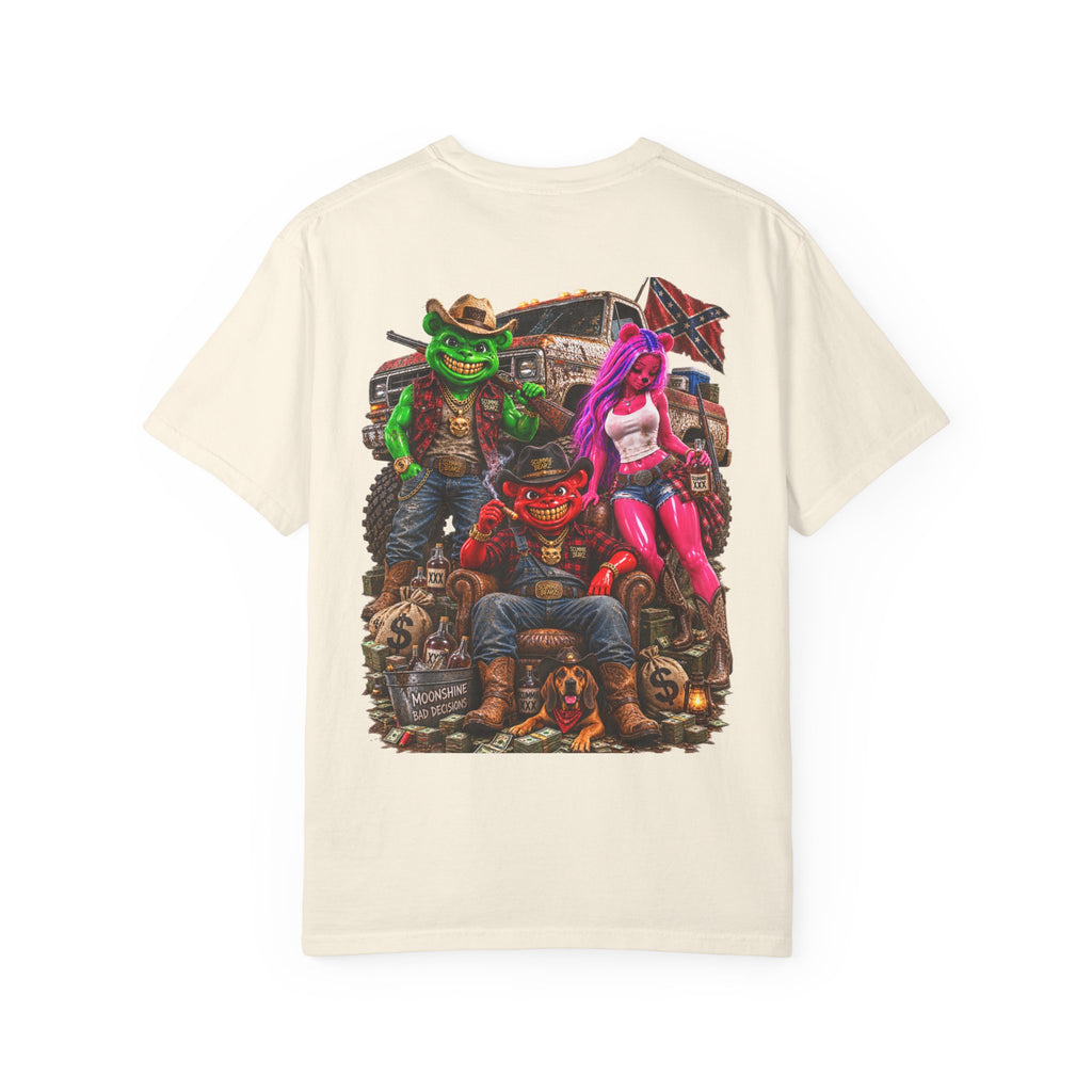 Unisex Garment-Dyed T-shirt-RED CROWN MASK LOGO HILLBILLY -SCUMMIEBEARZ™